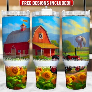 Farm Barn 40oz Tumbler Wrap PNG Design, Farmer 40oz Quencher Tumbler Sublimation Wrap, 40 oz Tumbler PNG, Instant Download