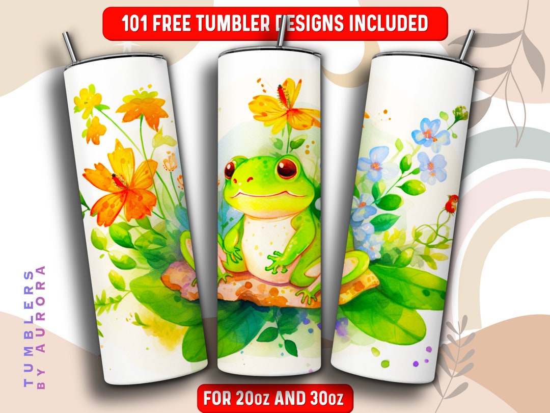 Watercolor Frog Tumbler Wrap PNG, Frog 20 Oz Skinny Tumbler Sublimation ...