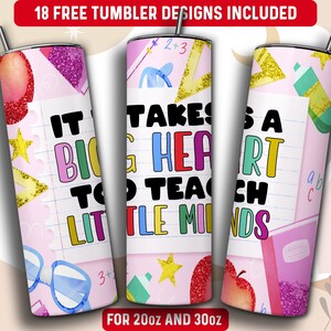 Teacher Tumbler Wrap PNG, Teacher 20 oz Skinny Tumbler Sublimation Design, Instant Download (+101 free Designs)