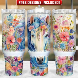 Horse 40oz Tumbler Wrap PNG Design, Horses 40oz Quencher Tumbler Sublimation Wrap, 40 oz Tumbler PNG, Instant Download