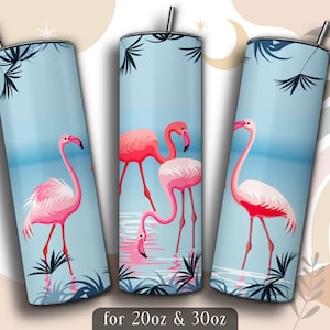 Flamingo Tumbler Wrap PNG Design, Flamingo 20 oz Skinny Tumbler Sublimation, 20oz and 30oz Tumbler Wrap, Instant Download