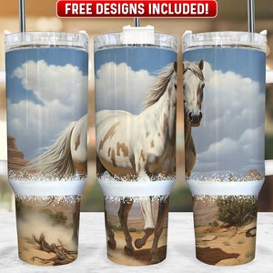White Horses 40oz Tumbler Wrap PNG Design, Horse 40oz Quencher Tumbler Sublimation Wrap, 40 oz Tumbler PNG, Instant Download