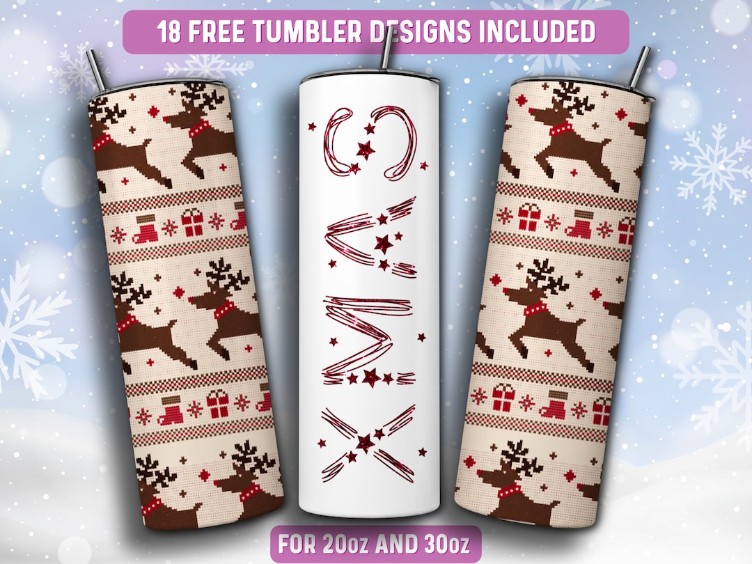Christmas Tumbler Wrap PNG, Xmas 20 Oz Skinny Tumbler Sublimation ...