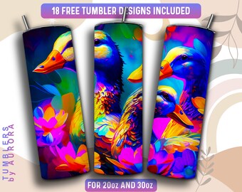 Floral Goose Tumbler Wrap PNG, Goose 20 oz Skinny Tumbler Sublimation Design, Instant Download (+101 free Designs)