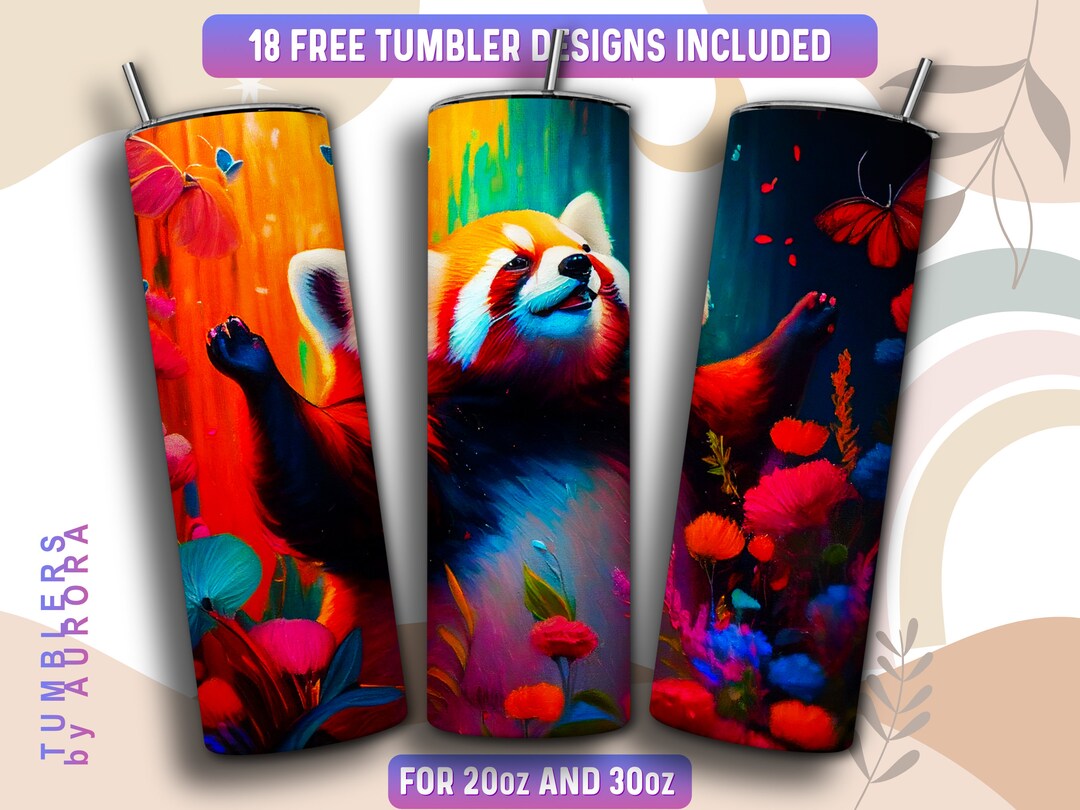 Red Panda Tumbler Wrap PNG, Red Panda 20 Oz Skinny Tumbler Sublimation ...