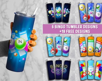 Bingo Tumbler Wrap Bundle PNG, Bingo Bundle 20 oz Skinny Tumbler Sublimation Design, Instant Download (+101 free Designs)