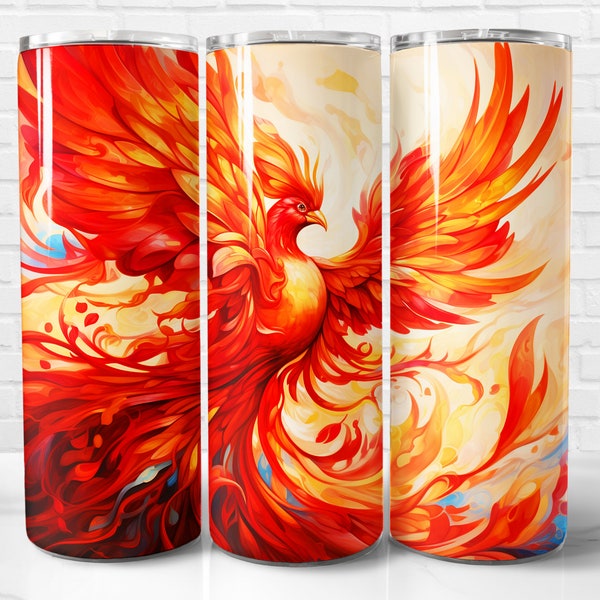 Red Phoenix Tumbler Wrap PNG, Phoenix 20 oz Skinny Tumbler Wrap Sublimation Design, Instant Download (+101 free Designs)