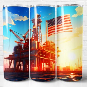 Oil Rig Wrapping Paper Oil Rig Tumbler Wrap PNG, Oil Rig 20 Oz Skinny Tumbler Wrap Sublimation ...
