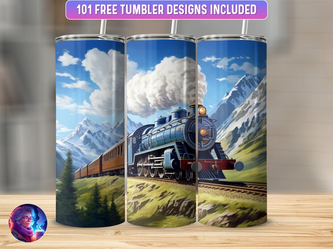 Locomotive Tumbler Wrap PNG, Train 20 Oz Skinny Tumbler Wrap ...
