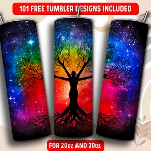 Tree of Life Tumbler Wrap PNG, Tree of Life 20 oz Skinny Tumbler Sublimatie Design, Instant Download (+101 gratis ontwerpen)