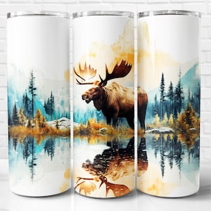 Moose Tumbler Wrap PNG, Moose 20 oz Skinny Tumbler Wrap Sublimation Design, Instant Download (+101 free Designs)