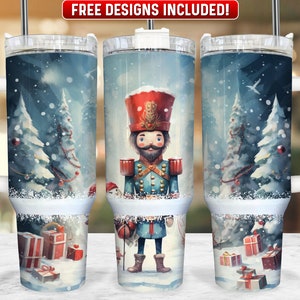 Nutcracker Christmas 40oz Tumbler Wrap PNG Design, Christmas 40oz Quencher Tumbler Sublimation Wrap, 40 oz Tumbler PNG, Instant Download
