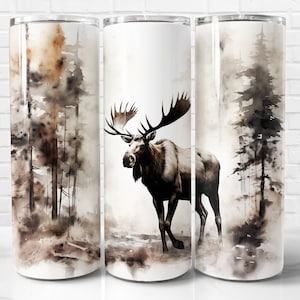 Moose Tumbler Wrap PNG, Moose 20 oz Skinny Tumbler Wrap Sublimation Design, Instant Download (+101 free Designs)