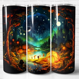 Magical Camping Tumbler Wrap PNG, Camping 20 oz Skinny Tumbler Wrap Sublimation Design, Instant Download (+101 free Designs)