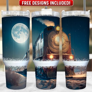 Train 40oz Tumbler Wrap PNG Design, Locomotive 40oz Quencher Tumbler Sublimation Wrap, 40 oz Tumbler PNG, Instant Download