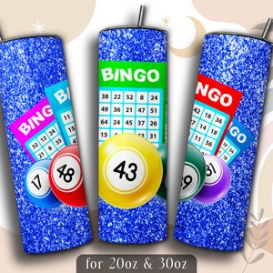 Bingo Tumbler Wrap PNG, Bingo 20 oz Skinny Tumbler Sublimation Design, Instant Download (+101 free Designs)