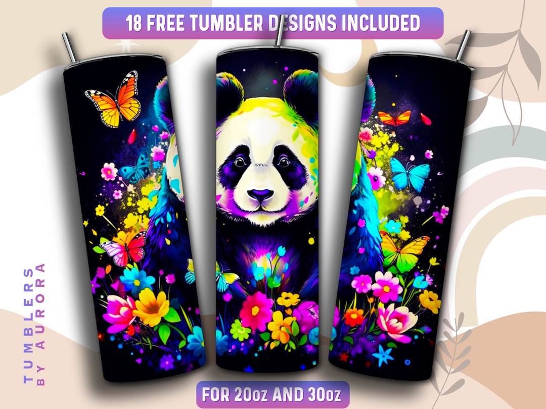 Panda Tumbler Wrap PNG, Panda 20 Oz Skinny Tumbler Sublimation Design ...