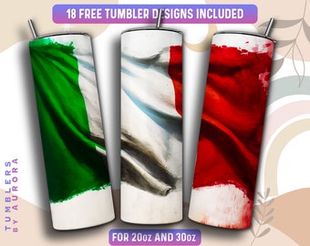 Italien Becher Wrap PNG, italienisches 20 oz Skinny Tumbler Sublimation Design, Sofort Download (+101 kostenlose Designs)