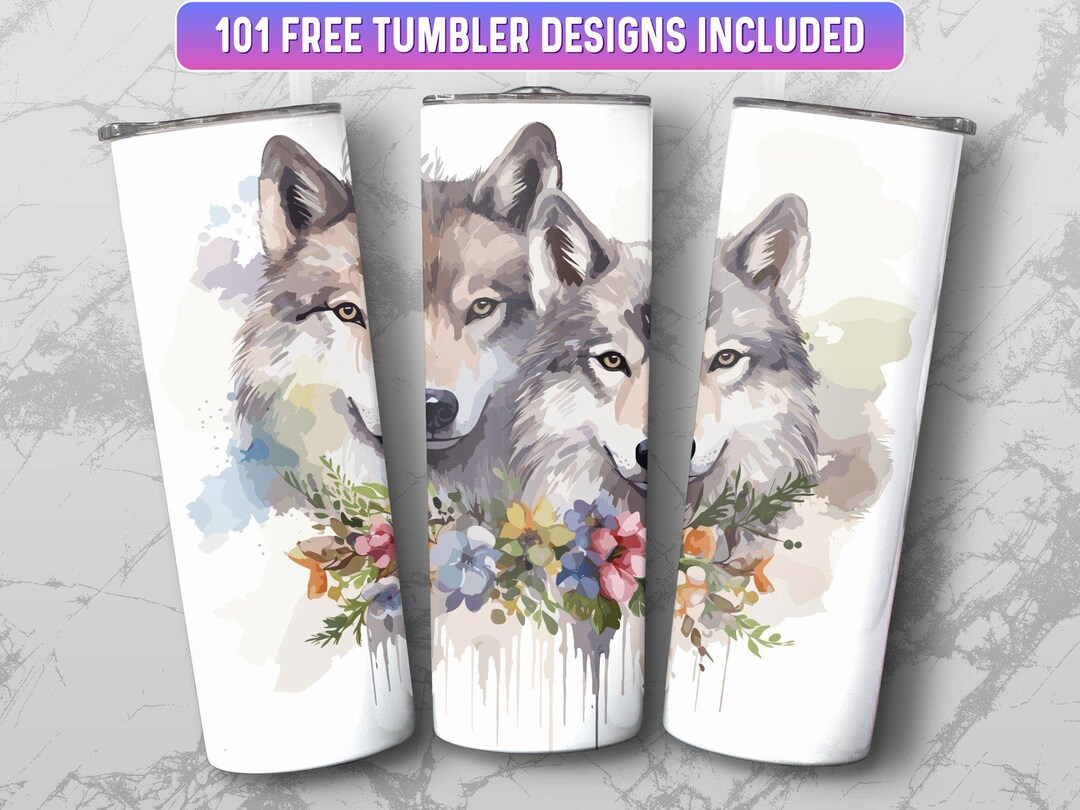 Wolf Tumbler Wrap PNG, 20 Oz Skinny Tumbler Wrap Sublimation Design ...