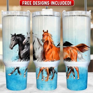 Horses 40oz Tumbler Wrap PNG Design, Horse 40oz Quencher Tumbler Sublimation Wrap, 40 oz Tumbler PNG, Instant Download