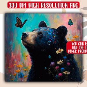 Black Bear Tumbler Wrap PNG, 20 Oz Skinny Tumbler Sublimation Design ...