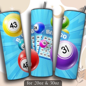Bingo Tumbler Wrap PNG, Bingo 20 oz Skinny Tumbler Sublimation Design, Instant Download (+101 free Designs)
