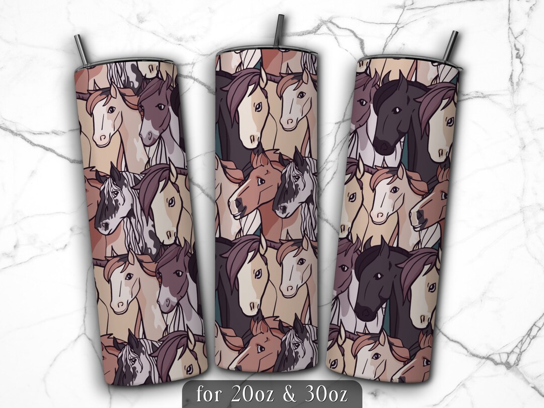 Horse Tumbler Wrap PNG Design, 20 Oz Skinny Tumbler Sublimation, 20oz ...