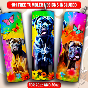 Cane Corso Tumbler Wrap PNG, Dog owner 20 oz Skinny Tumbler Sublimation Design, Instant Download (+101 free Designs)