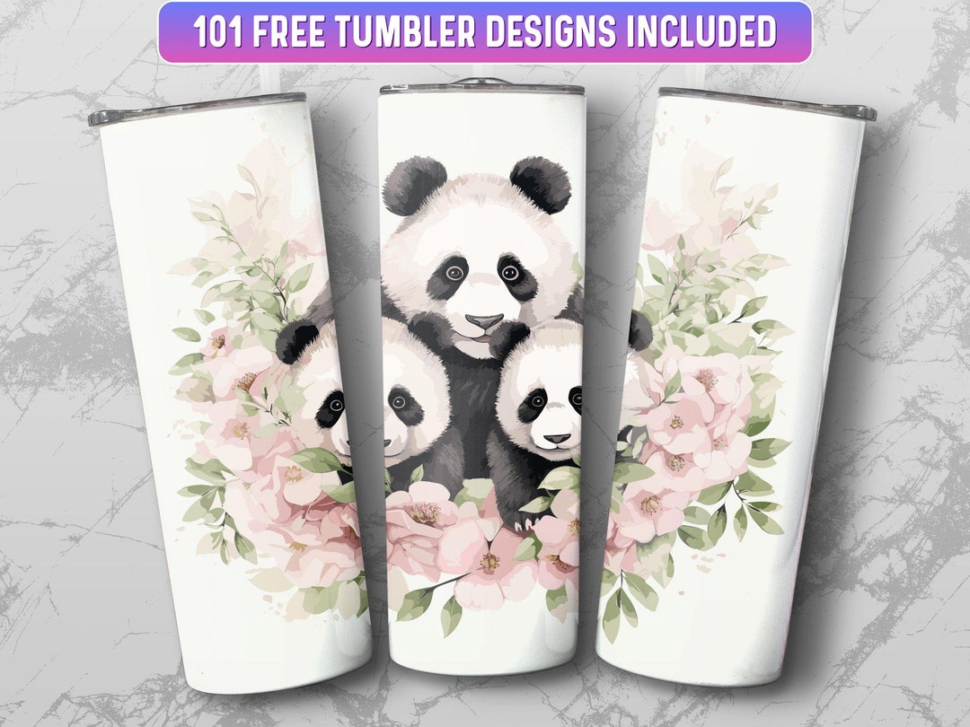 Panda Tumbler Wrap PNG, 20 Oz Skinny Tumbler Wrap Sublimation Design ...