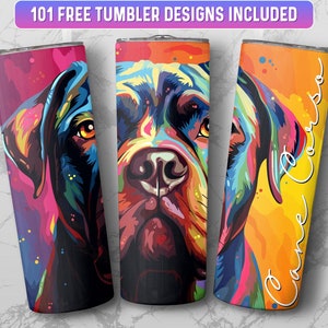 Cane Corso Tumbler Wrap PNG, 20 oz Skinny Tumbler Wrap Sublimation Design, Instant Download (+101 free Designs)