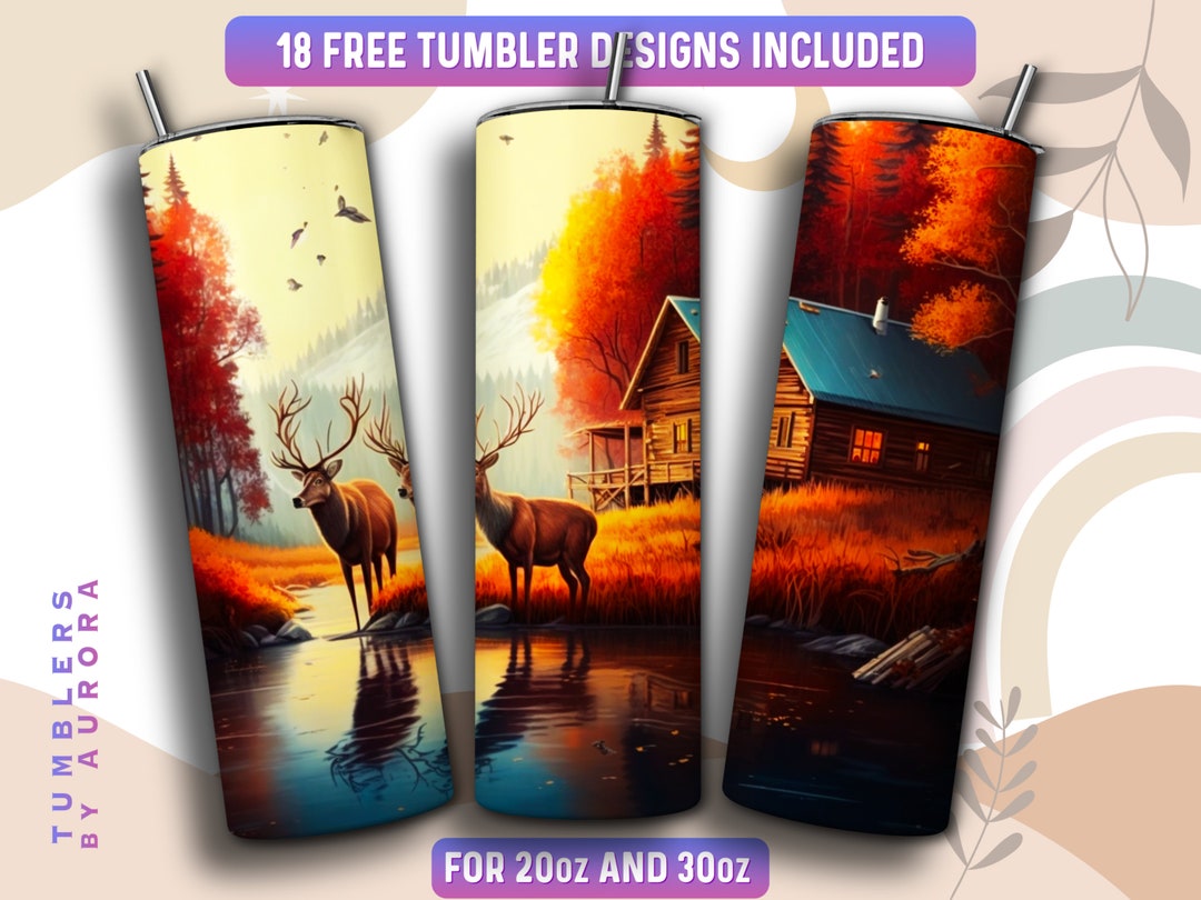 Deer Tumbler Wrap PNG, Fall 20 Oz Skinny Tumbler Sublimation Design ...