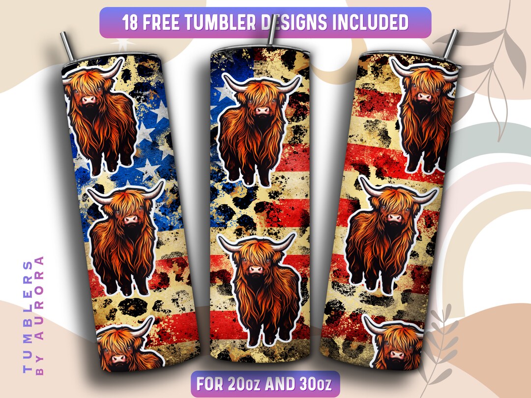 Highland Cow Tumbler Wrap PNG, 20 Oz Skinny Tumbler Sublimation Design ...