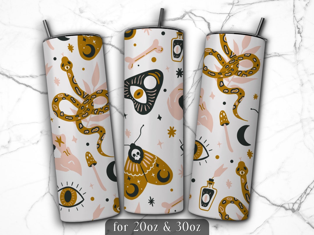 Mystic Boho Witch Pattern Tumbler Wrap PNG Design, 20 Oz Skinny Tumbler ...