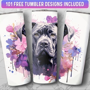 Cane Corso Tumbler Wrap PNG, 20 oz Skinny Tumbler Wrap Sublimation Design, Instant Download (+101 free Designs)