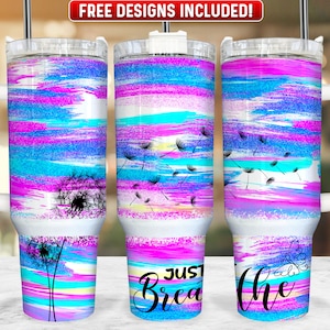Just Breathe 40oz Tumbler Wrap PNG Design, Just Breathe 40oz Quencher Tumbler Sublimation Wrap, 40 oz Tumbler PNG, Instant Download