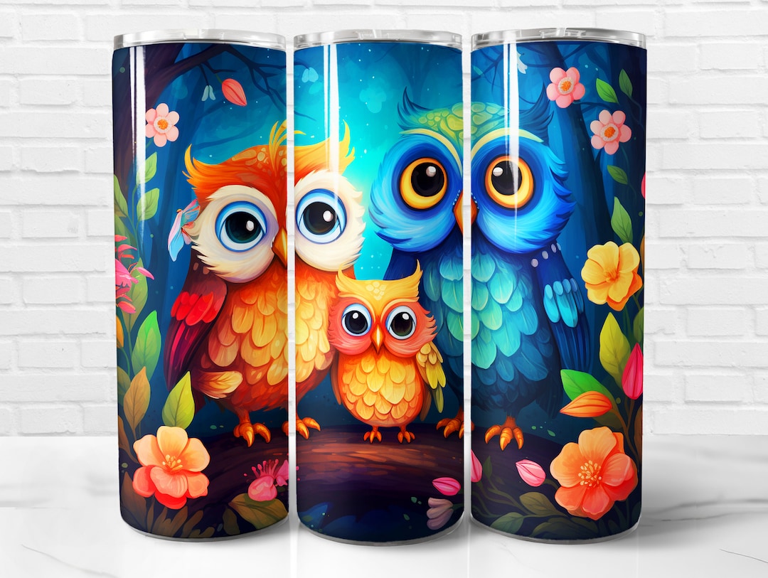 Owl Tumbler Wrap PNG, Owl 20 Oz Skinny Tumbler Wrap Sublimation Design ...