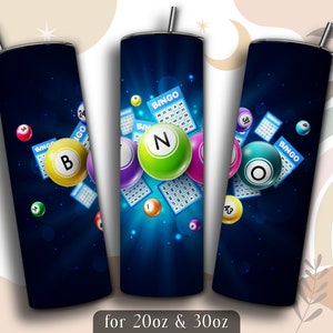 Bingo Tumbler Wrap PNG, Bingo 20 oz Skinny Tumbler Sublimation Design, Instant Download (+101 free Designs)