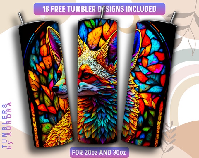 Fennec Fox Tumbler Wrap PNG, 20 Oz Skinny Tumbler Sublimation Design ...