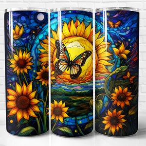 Stained Glass Butterfly Tumbler Wrap PNG, Butterfly 20 oz Skinny Tumbler Wrap Sublimation Design, Instant Download (+101 free Designs)