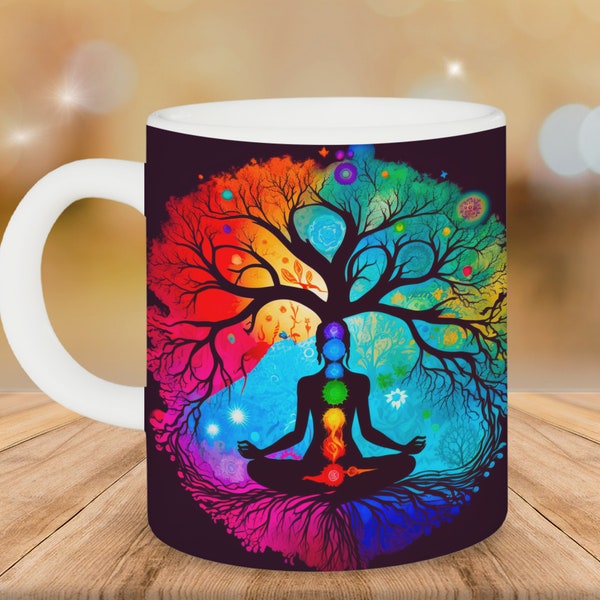 Chakra Mug Wrap PNG, Mug Sublimation Design, Instant Download (+101 free Tumbler Designs)