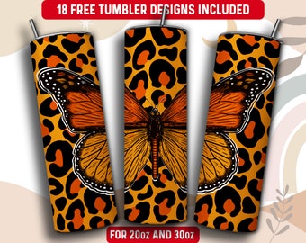 Schmetterling Becher Wrap PNG, Schmetterling 20 oz Skinny Tumbler Sublimation Design, Sofort Download (+101 kostenlose Designs)