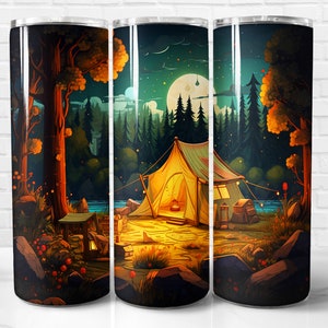 Camping Tumbler Wrap PNG, Camping 20 oz Skinny Tumbler Wrap Sublimation Design, Instant Download (+101 free Designs)