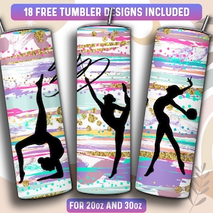 Gymnastics Tumbler Wrap PNG, Gymnastics 20 oz Skinny Tumbler Sublimation Design, Instant Download (+101 free Designs)