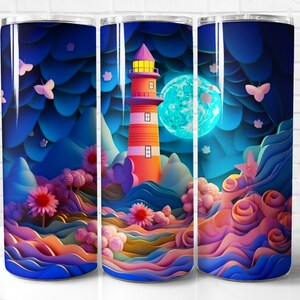 3D Lighthouse Tumbler Wrap PNG, Lighthouse 3D Sublimation Designs for Tumblers PNG, Instant Download (+101 free Designs)