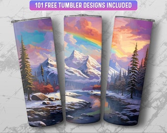 Mountain Tumbler Wrap PNG, 20 oz Skinny Tumbler Wrap Sublimation Design, Sofort Download (+101 kostenlose Designs)