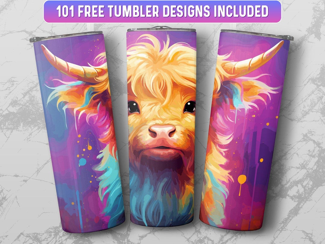Highland Cow Tumbler Wrap PNG, 20 Oz Skinny Tumbler Wrap Sublimation ...