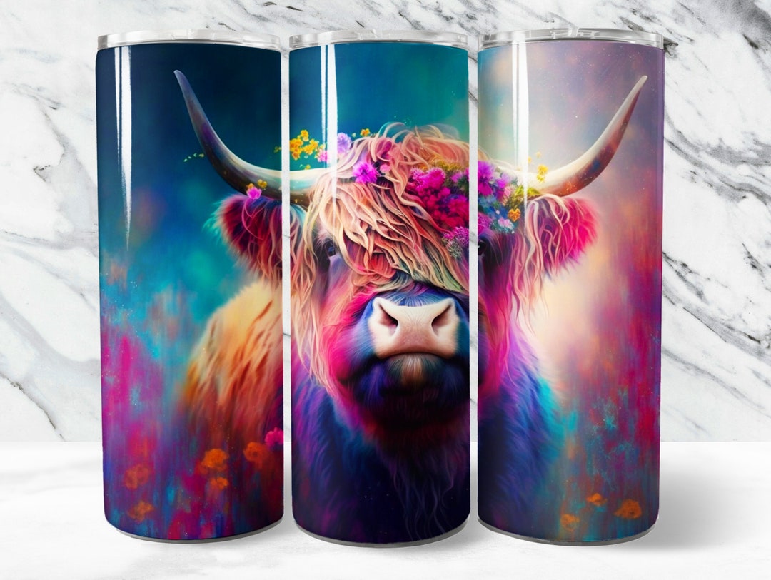 Highland Cow Tumbler Wrap PNG, 20 Oz Skinny Tumbler Sublimation Design ...
