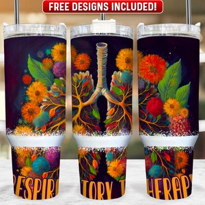 Respiratory Therapist 40oz Tumbler Wrap PNG Design, RT 40oz Quencher Tumbler Sublimation Wrap, 40 oz Tumbler PNG, Instant Download