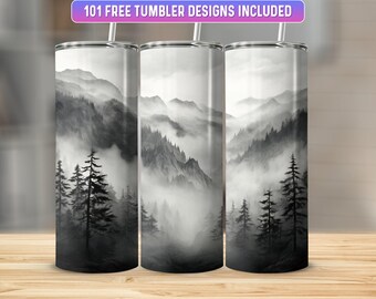 Mountain Tumbler Wrap PNG, 20 oz Skinny Tumbler Wrap Sublimation Design, Sofort Download (+101 kostenlose Designs)