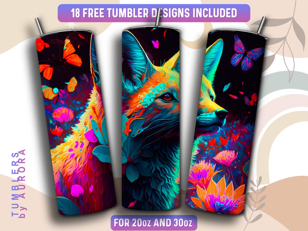 Fox Tumbler Wrap PNG, 20 Oz Skinny Tumbler Sublimation Design, Instant ...
